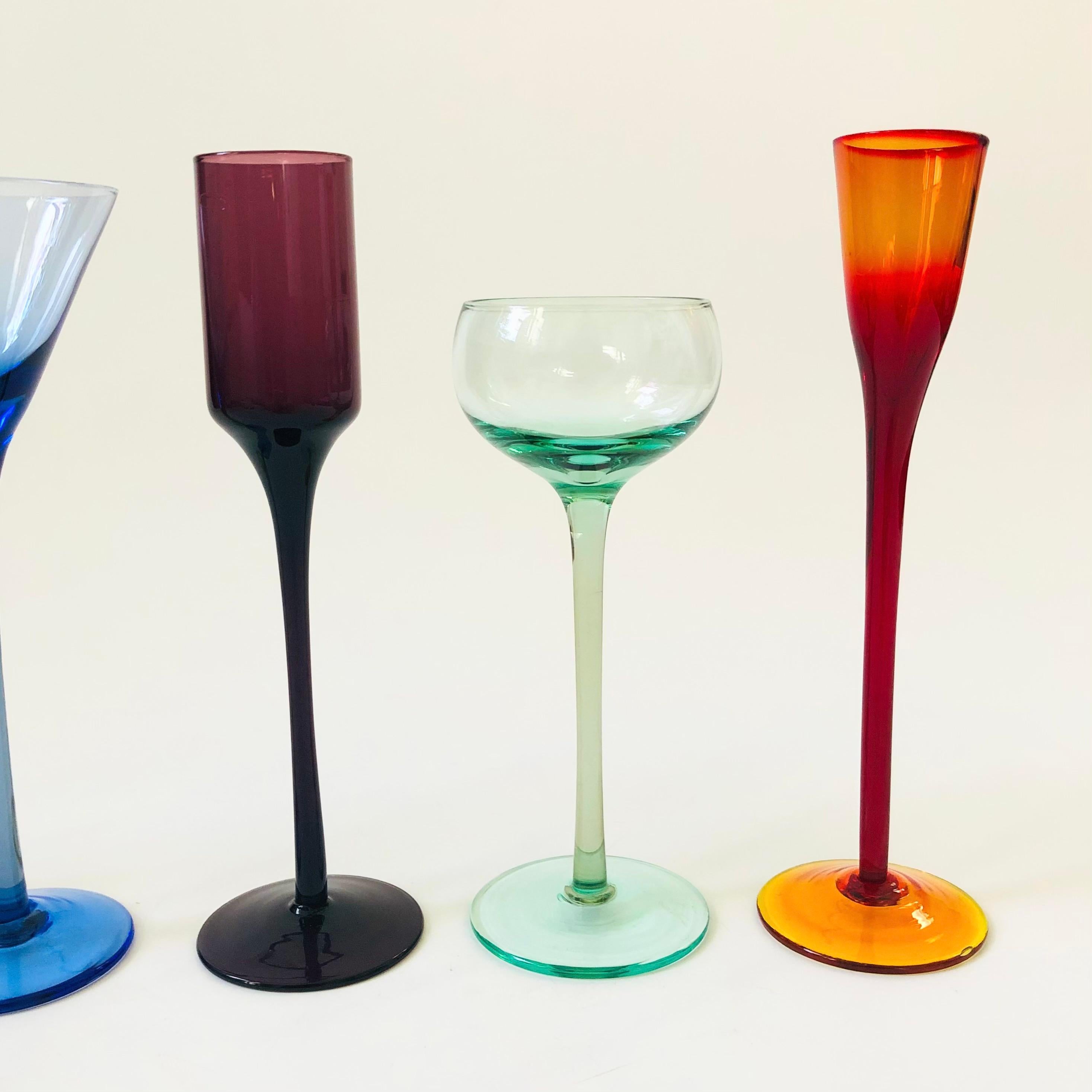 Colorful Glass Cordials - Set of 6 In Good Condition In Fairfield, CA