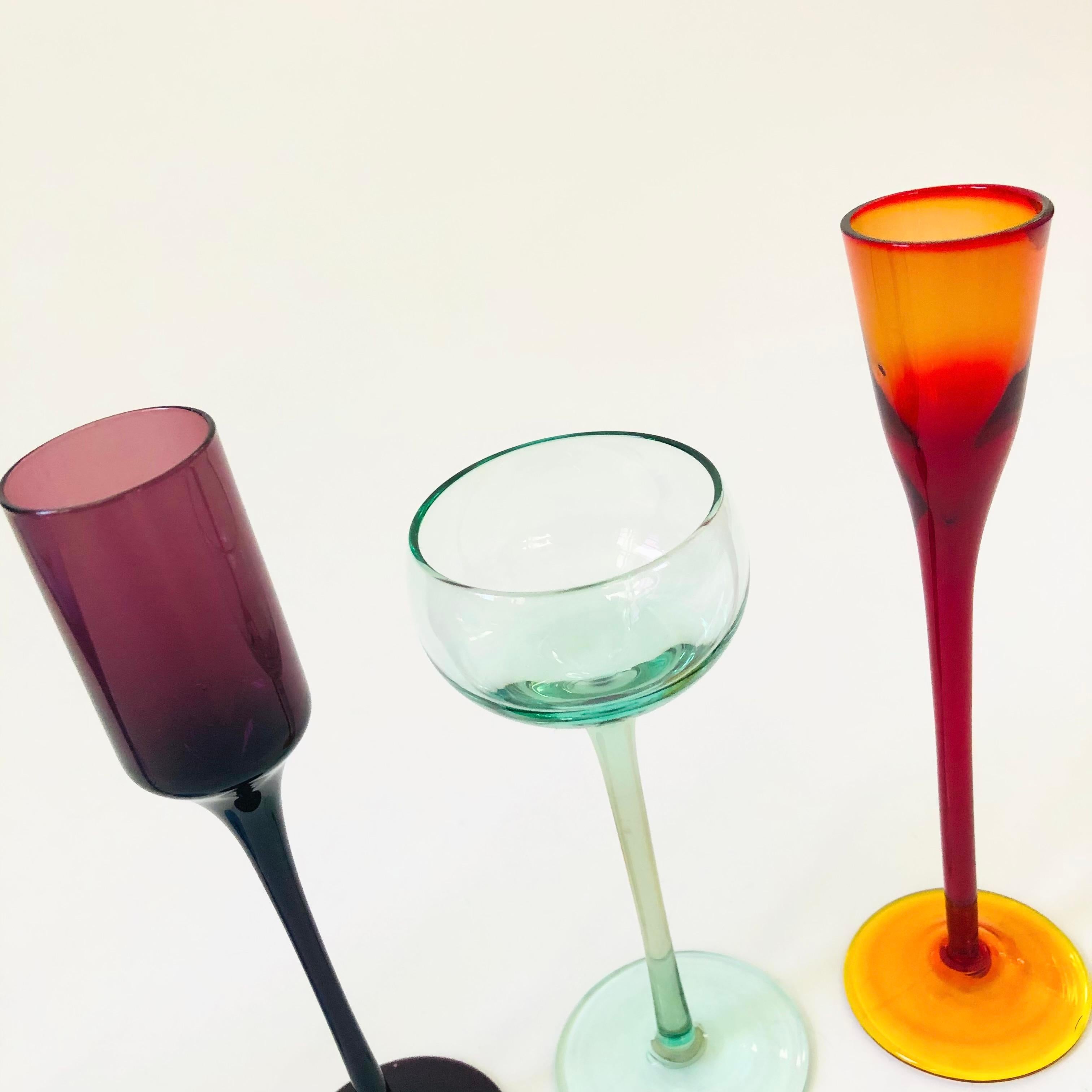 20th Century Colorful Glass Cordials - Set of 6