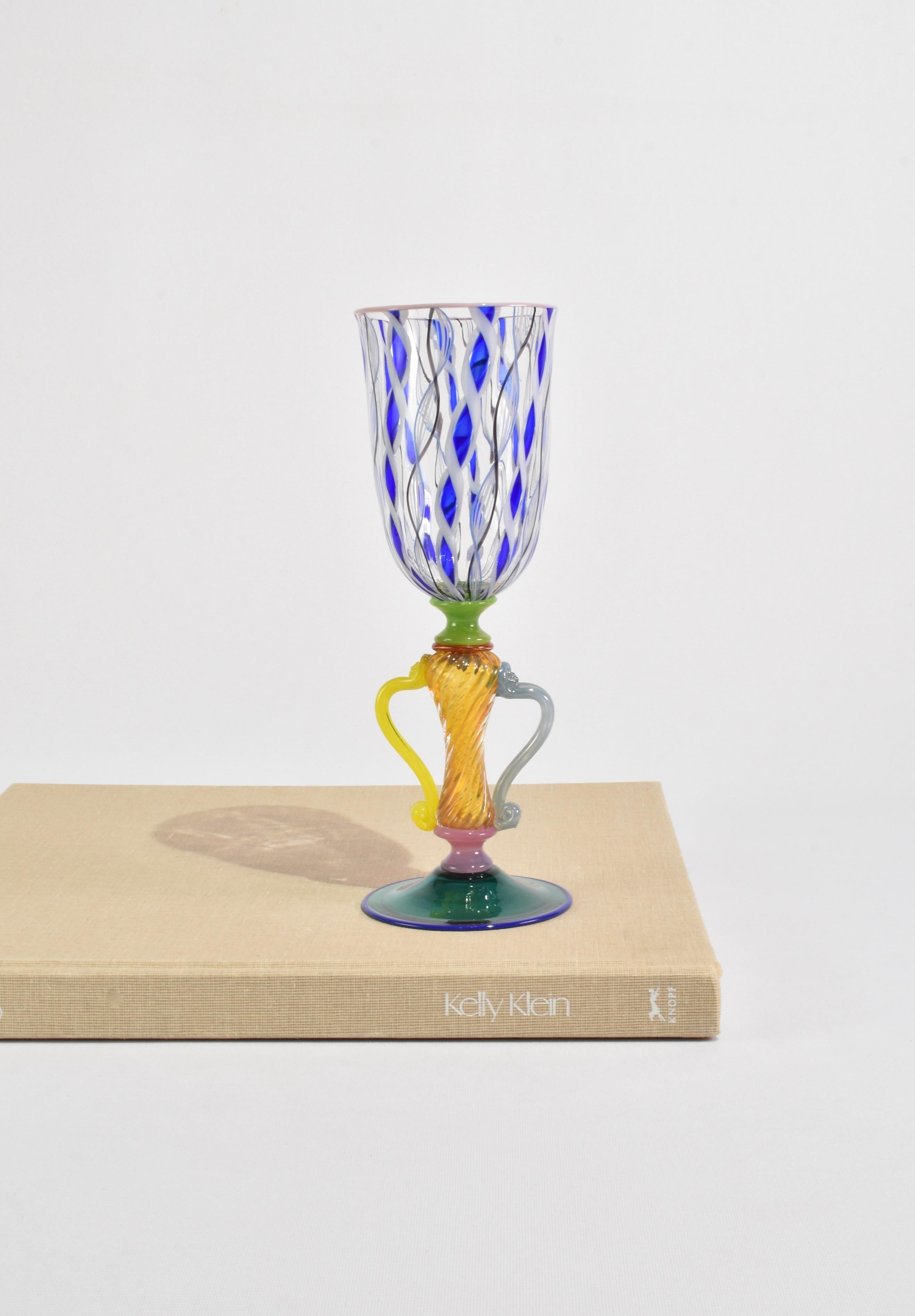 Colorful Glass Goblet Set In Excellent Condition For Sale In Richmond, VA