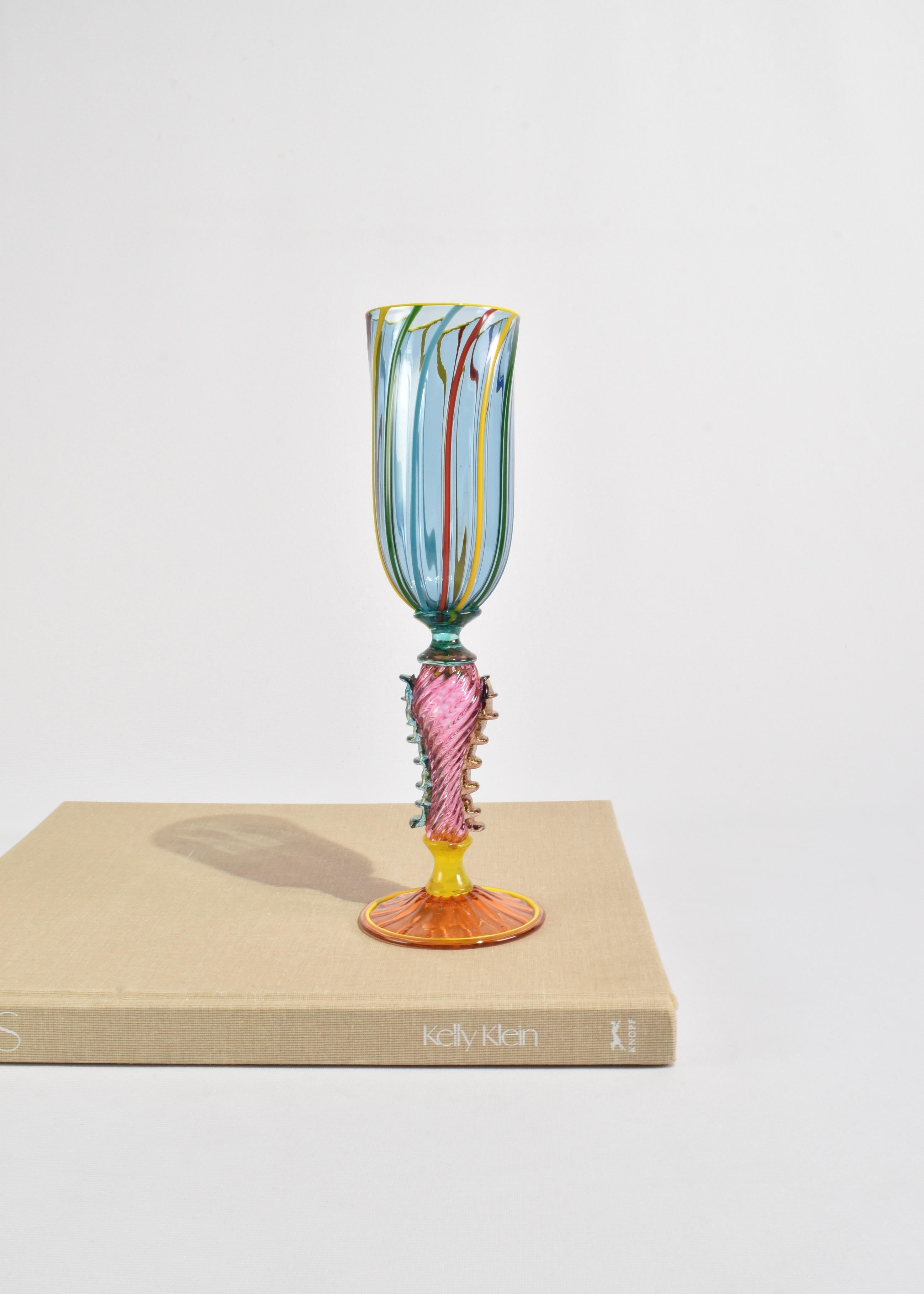20th Century Colorful Glass Goblet Set