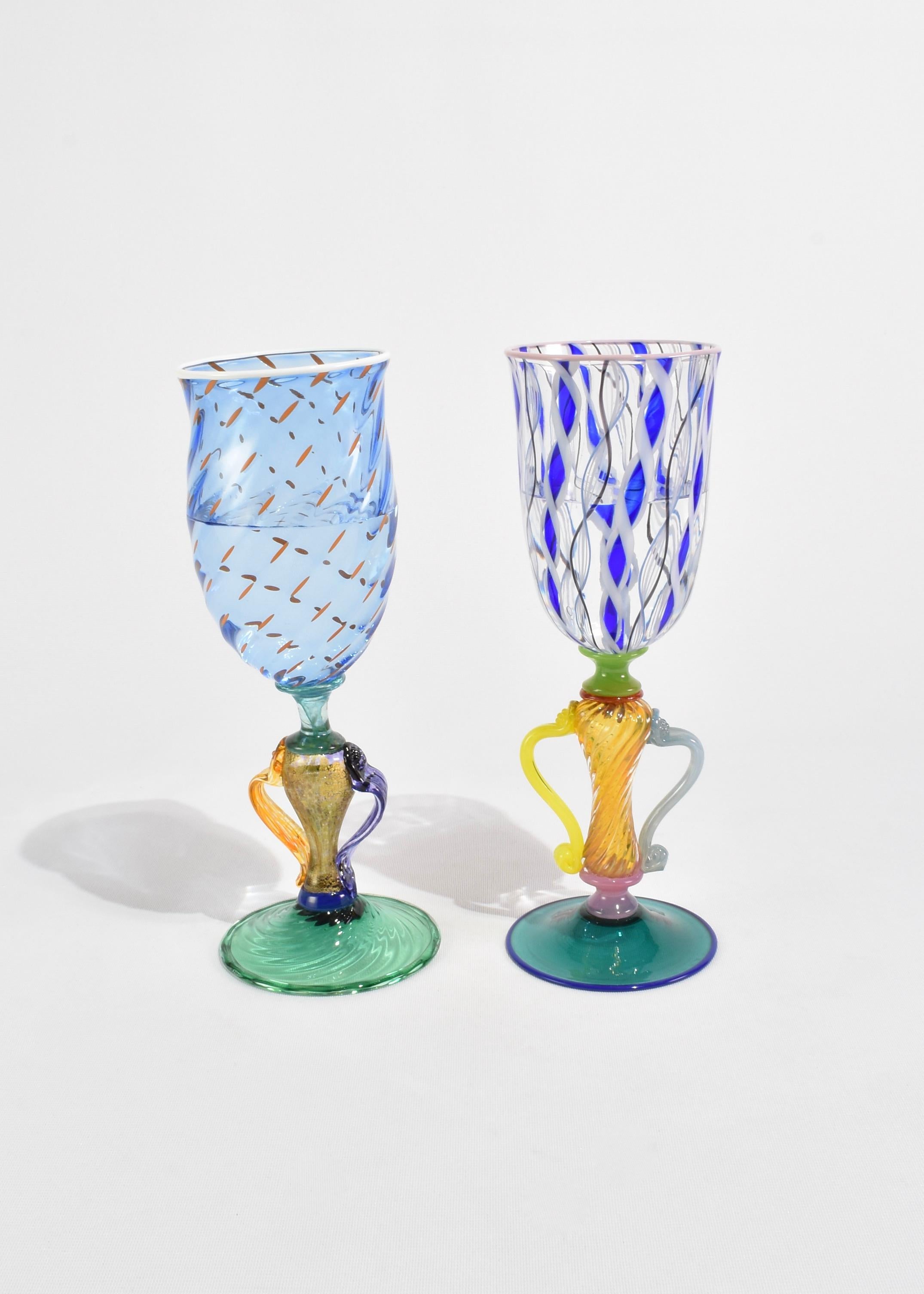 Colorful Glass Goblet Set For Sale 1