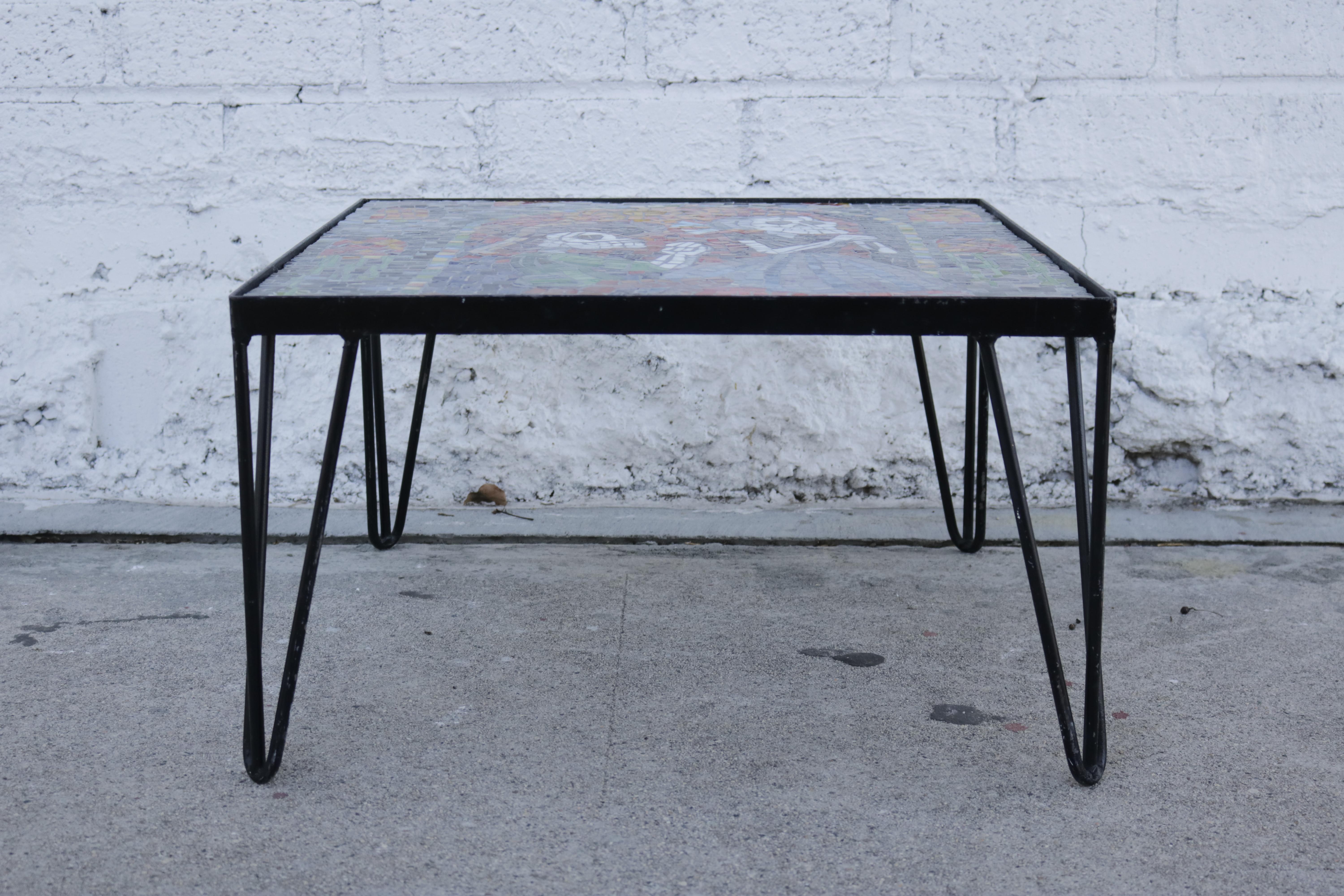 Mid-Century Modern Colorful Glass Mosaic Coffee Table in the Style of 