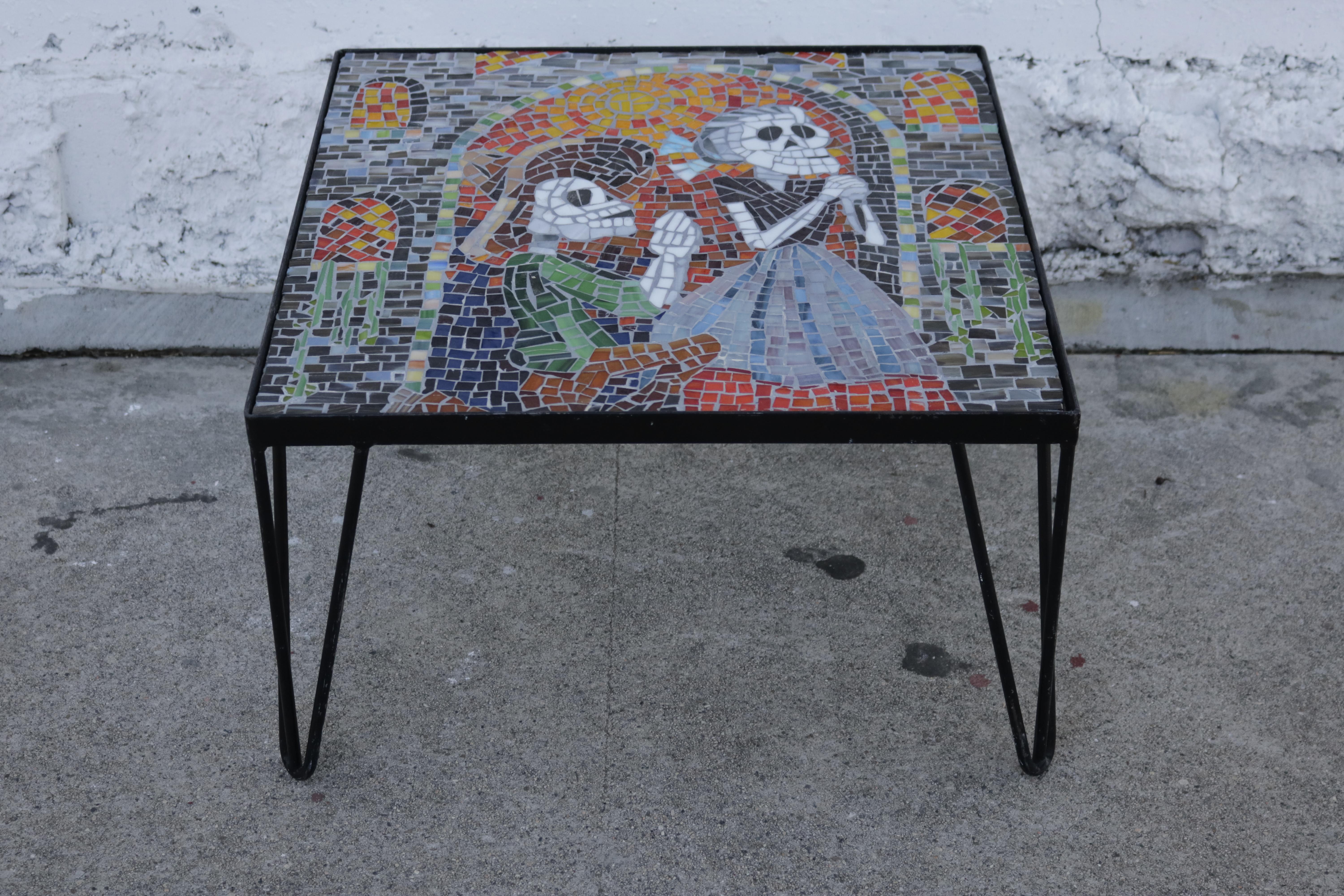 South American Colorful Glass Mosaic Coffee Table in the Style of 