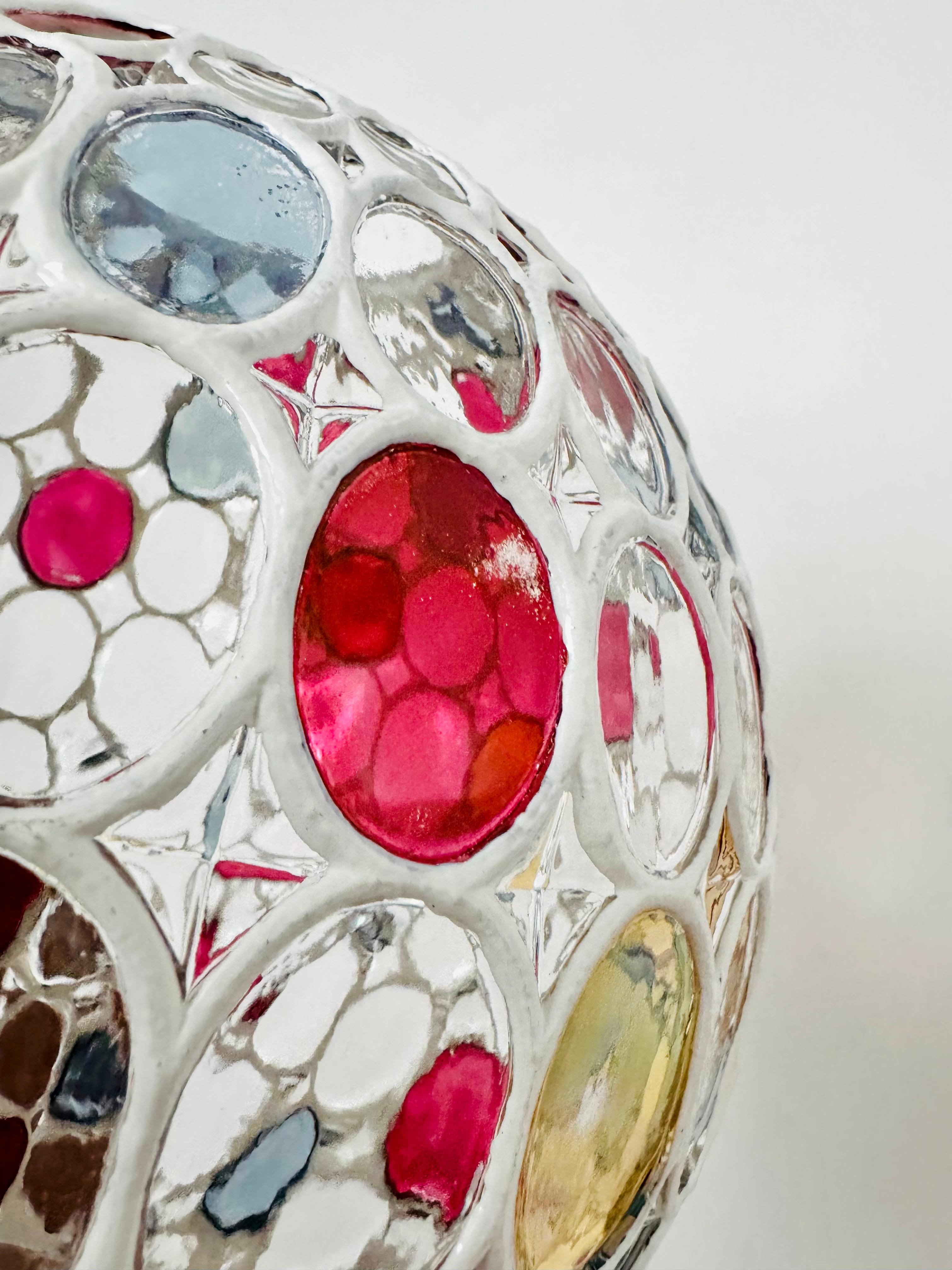 Lámpara colgante de cristal de colores de Glashütte Limburg en venta 9