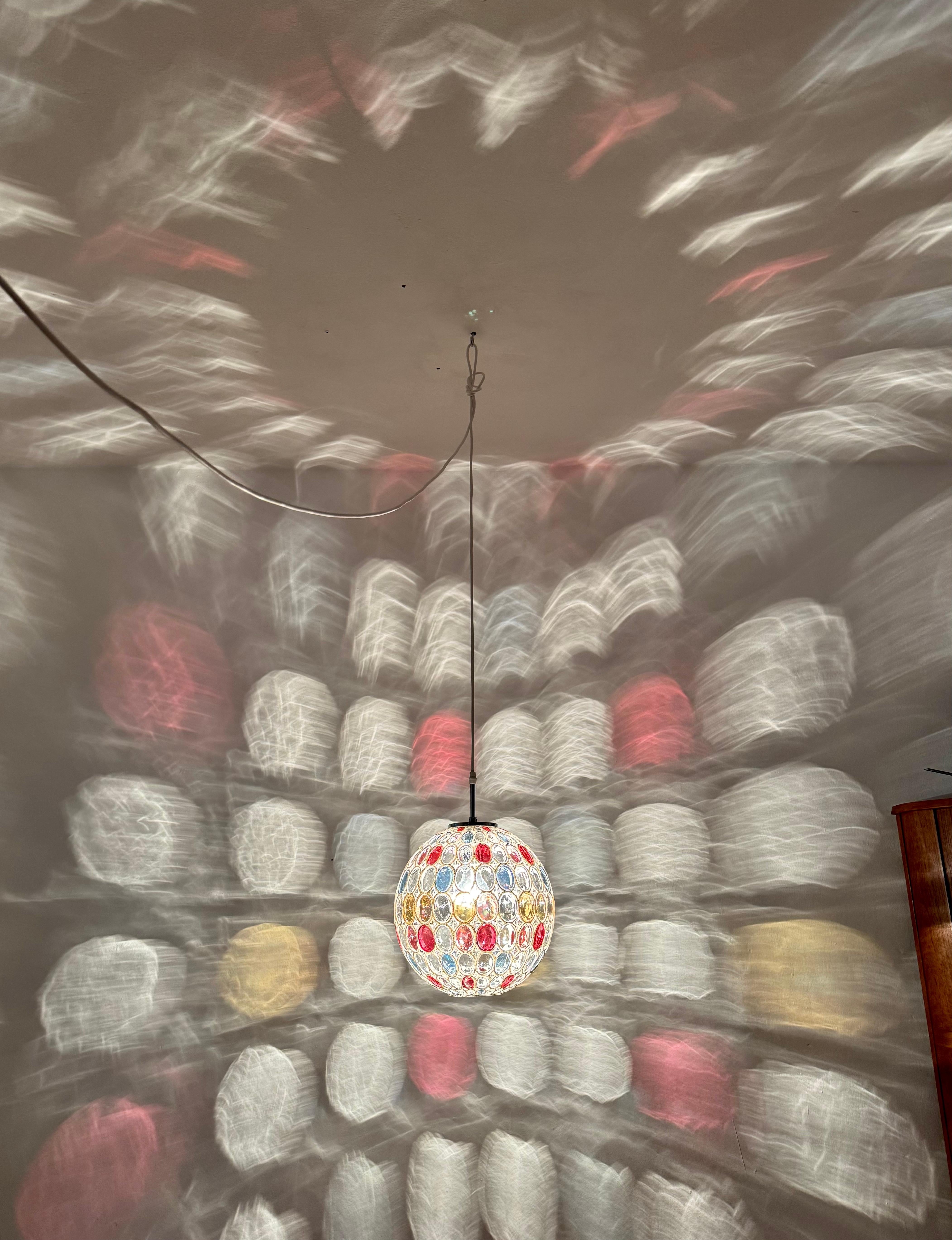 Lámpara colgante de cristal de colores de Glashütte Limburg en venta 2