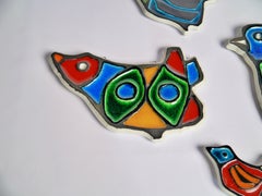 Colorful Glazed Ceramic Bird Figures by Konrad Galaaen, Norway, 1950s