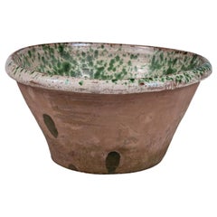Antique Colorful Glazed Terracotta Passata Bowl