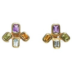 Vintage Colorful Gold Earrings