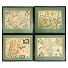 Colorful Group Of 4 Vintage Framed Maps Including Ireland, Venezuela, China