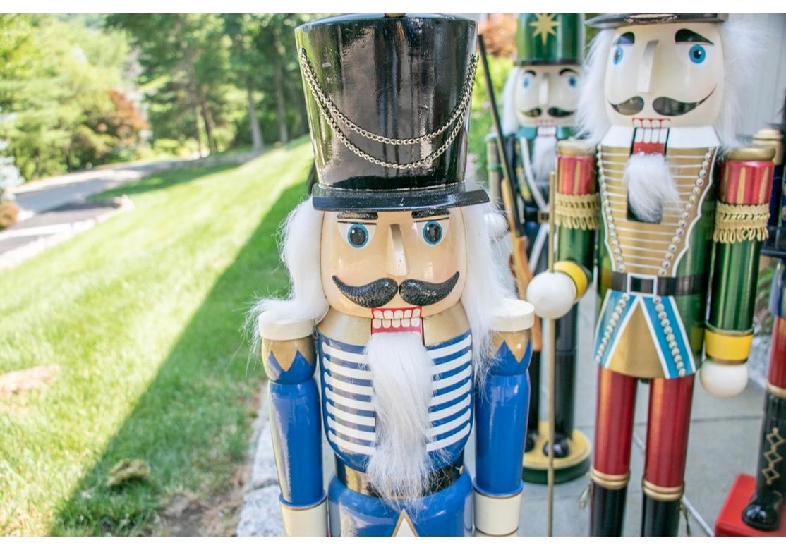 Colorful Group of 8 Large Painted Wooden Nut Cracker Figures 5