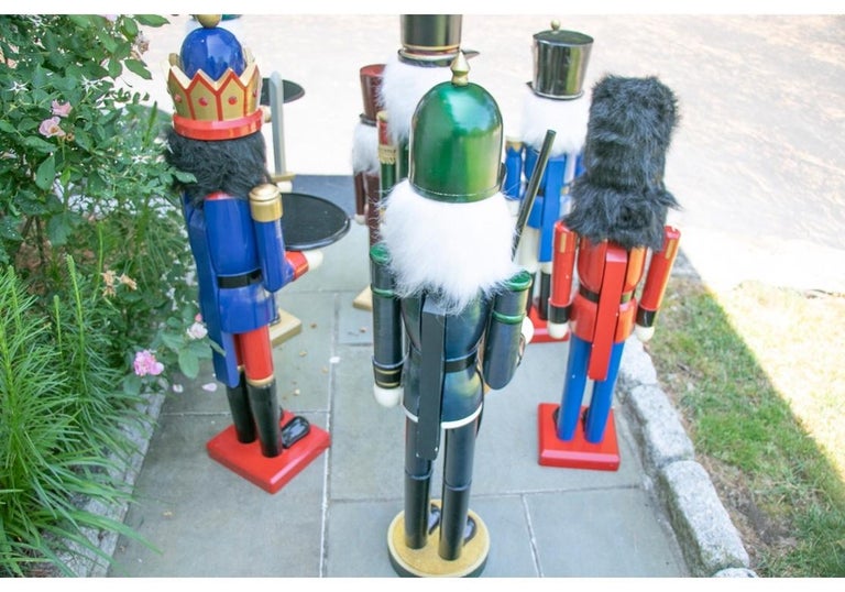 Colorful Group of 8 Large Painted Wooden Nut Cracker Figures 6