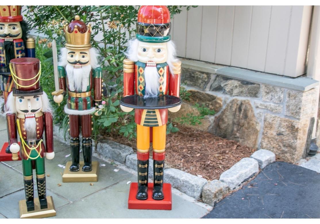 Mid-Century Modern Colorful Group of 8 Large Painted Wooden Nut Cracker Figures