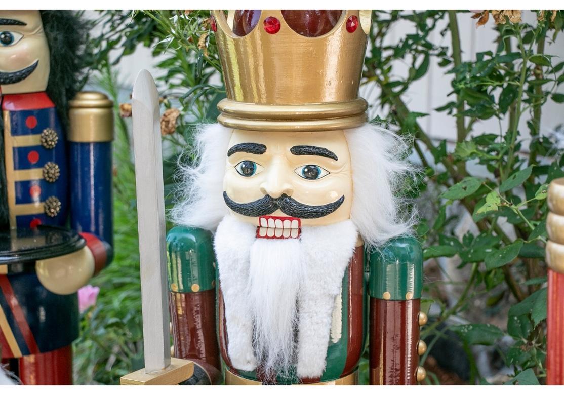 Colorful Group of 8 Large Painted Wooden Nut Cracker Figures 1