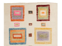 Colorful Handmade High and Low Pile Runner Rug, 100% Wool, Custom Options Avail.