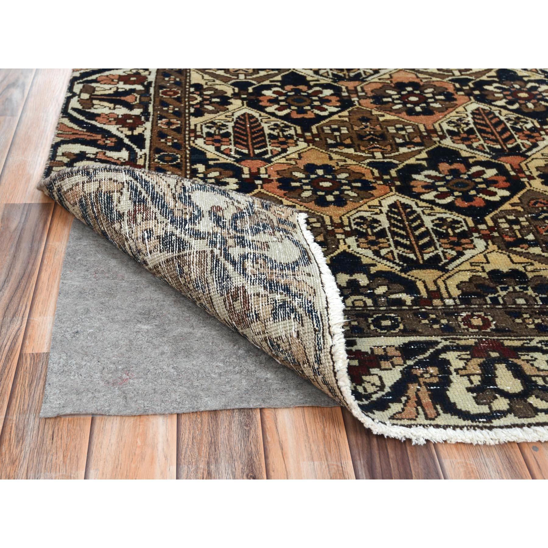 Colorful, Hand Knotted Vintage Persian Bakhtiar, Distressed Look Worn Wool Rug In Good Condition For Sale In Carlstadt, NJ