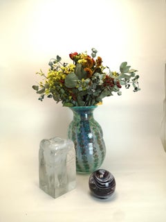 Vase en verre vintage coloré fabriqué à la main, années 1970