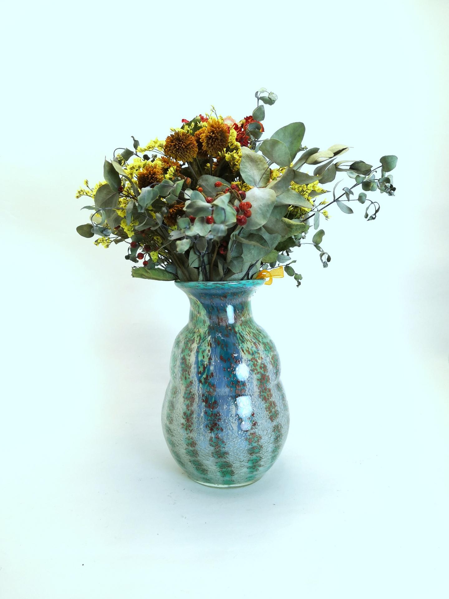 Mid-Century Modern Colorful Hand-Made Vintage Glass Vase, 1970s For Sale