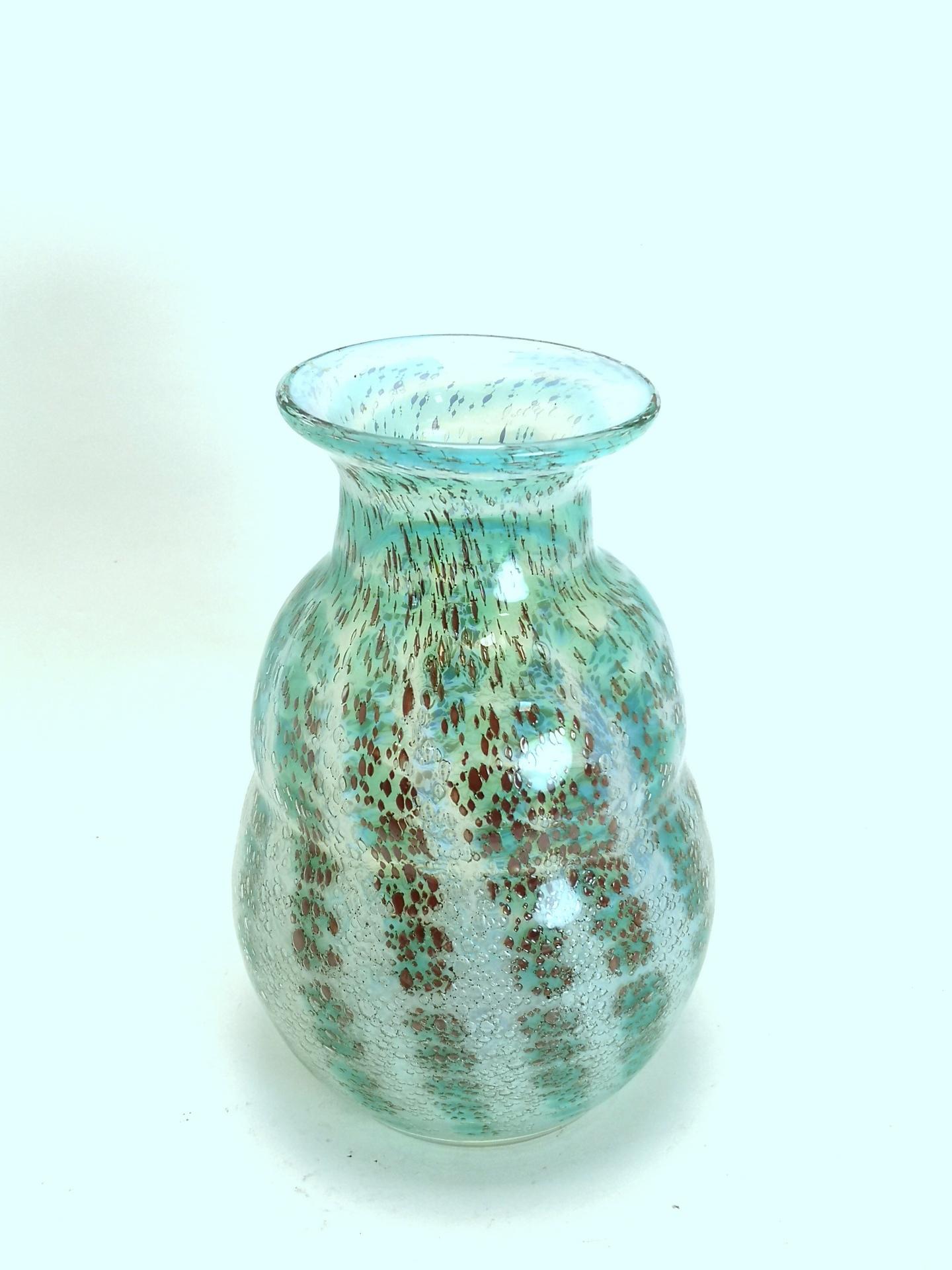 European Colorful Hand-Made Vintage Glass Vase, 1970s For Sale