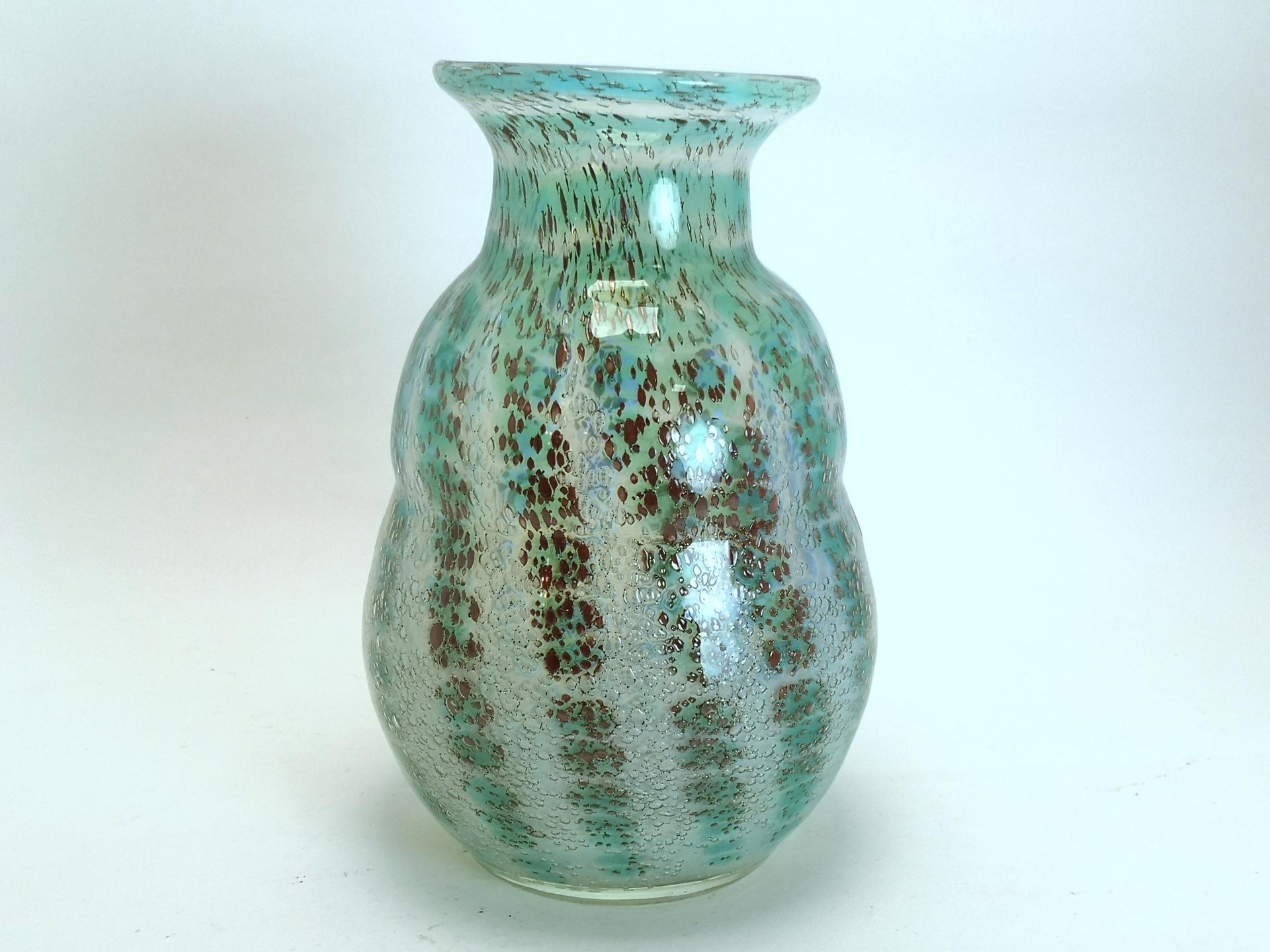 Late 20th Century Colorful Hand-Made Vintage Glass Vase, 1970s For Sale