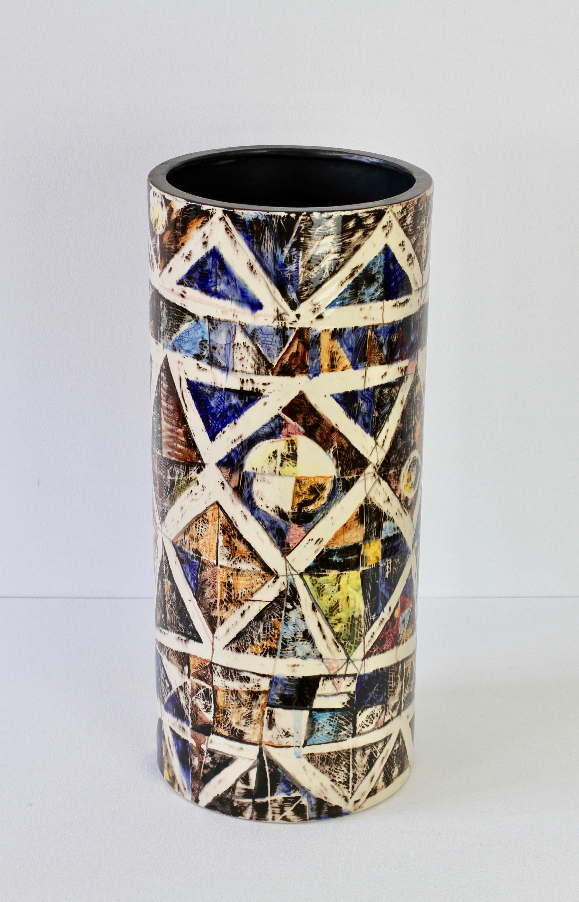 Bunt handbemalter Schirmständer aus Keramik aus der Mitte des Jahrhunderts von Eberhard Dnzer, 1965 im Angebot 2