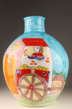 Colorful Hand Painted Italian La Musa  Ceramic Planter