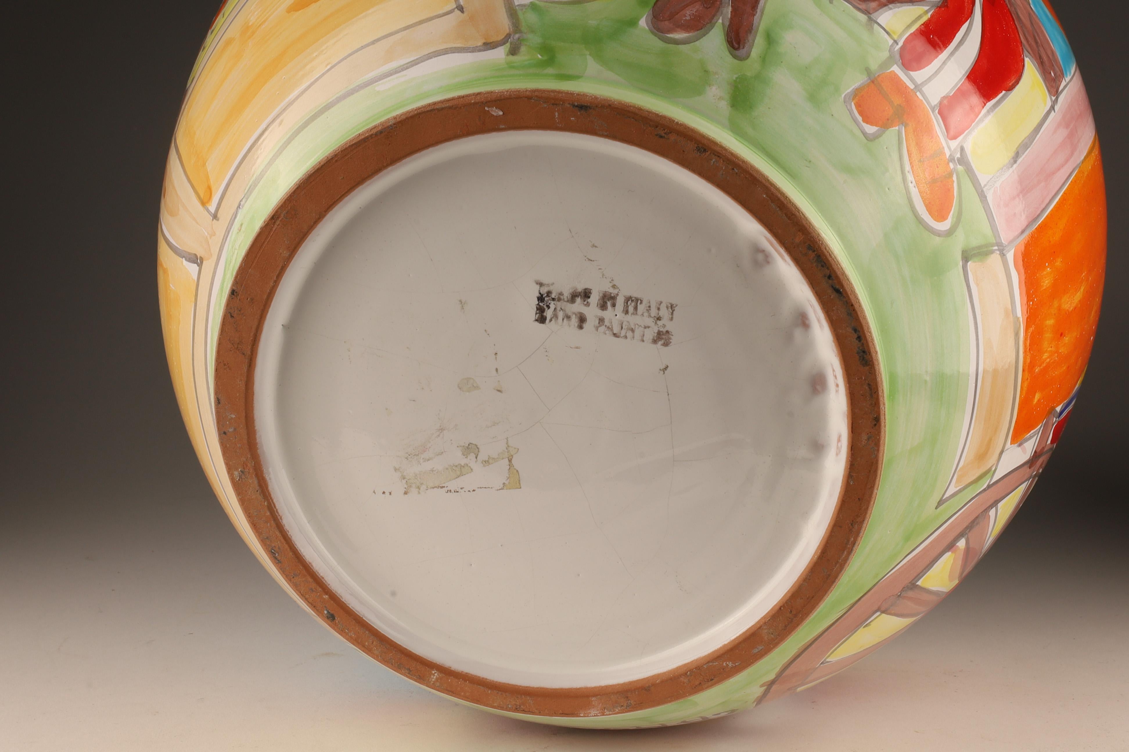 Colorful Hand Painted Italian La Musa  Ceramic Planter For Sale 2