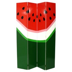 Colorful Hand Painted Watermelon Folding Screen