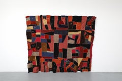 Victorian Hand-Sewn Crazy Quilt in Silk Velvet Wool 1880s-1890s