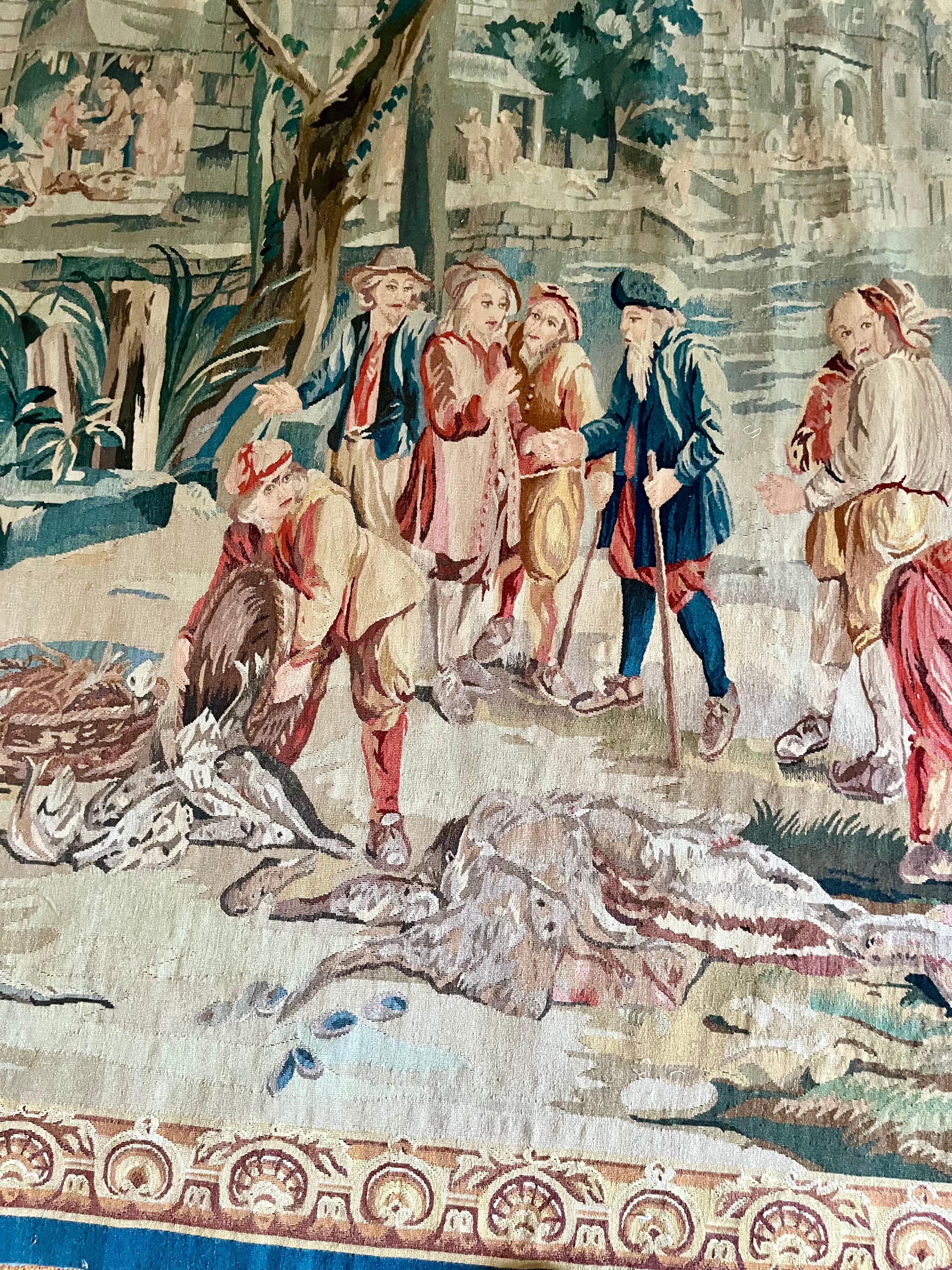 20th Century Colorful Hand Woven Wall Tapestry Depicting European Coastal Fish For Sale