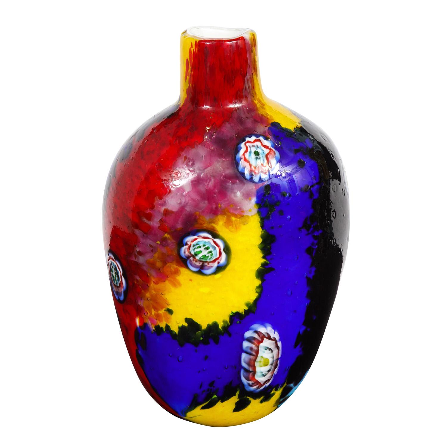 Mid-Century Modern Colorful Handblown Glass Vase by A.V.E.M. 1960s For Sale