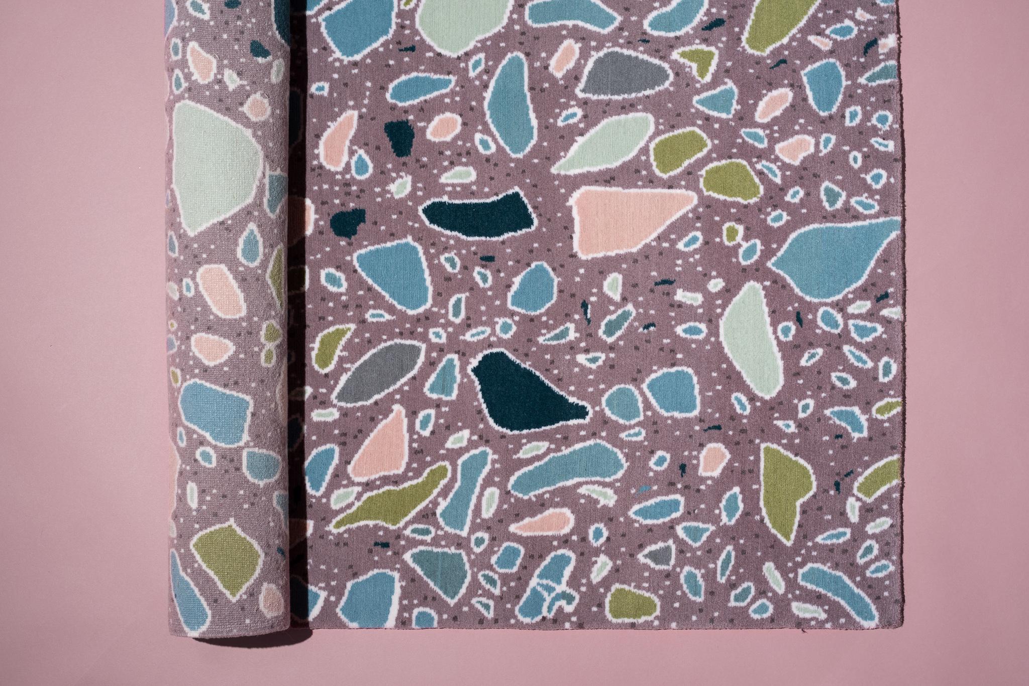 Annodato a mano Tappeto sostenibile colorato realizzato a mano in Nepal (Collection'S) in vendita