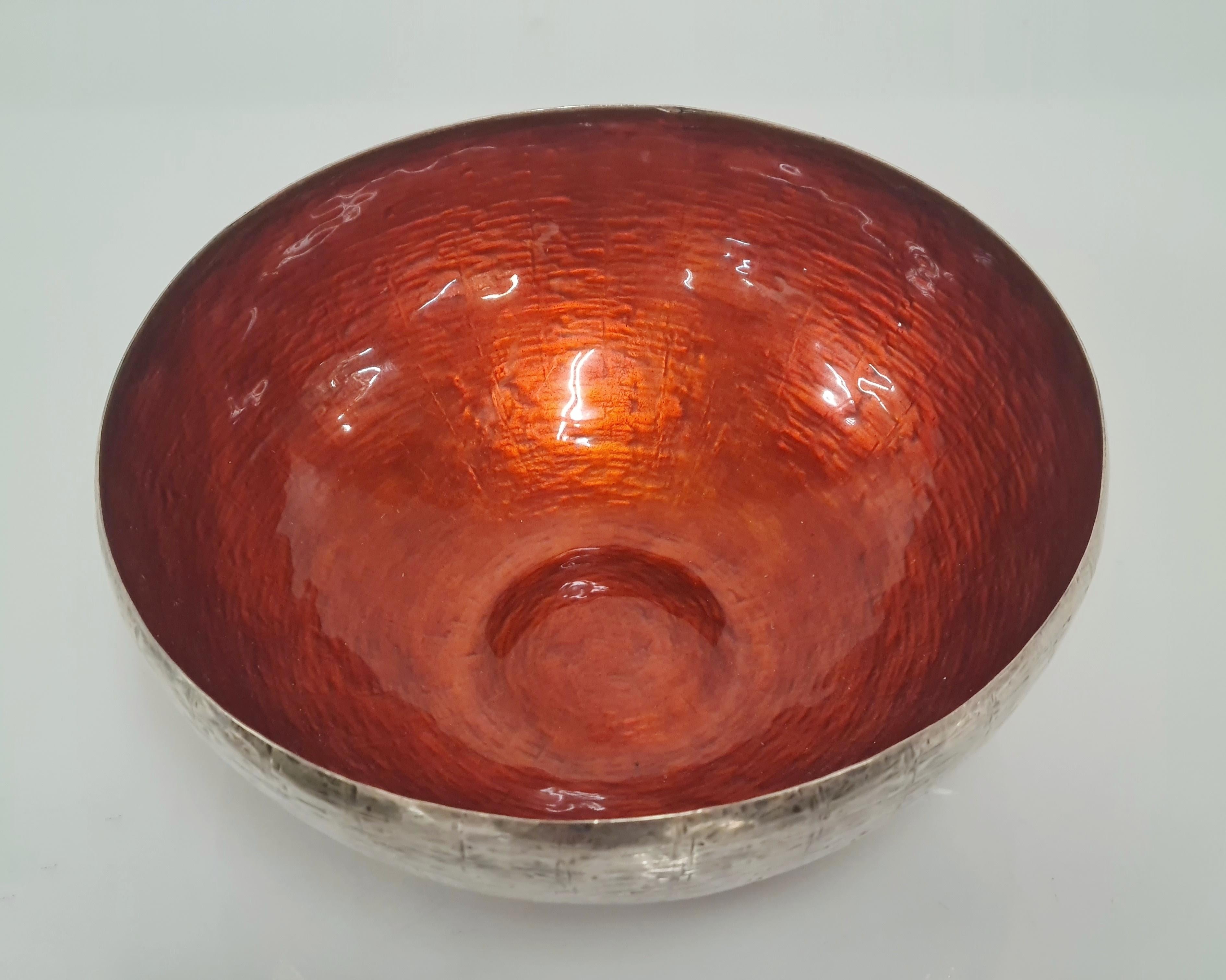 Colorido juego de cuencos esmaltados de plata de ley Eva Hidström, Finlandia Años 70 en venta 2