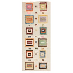 Colorful Handmade High and Low Pile Runner Rug, 100% Wool, Custom Options Avail.