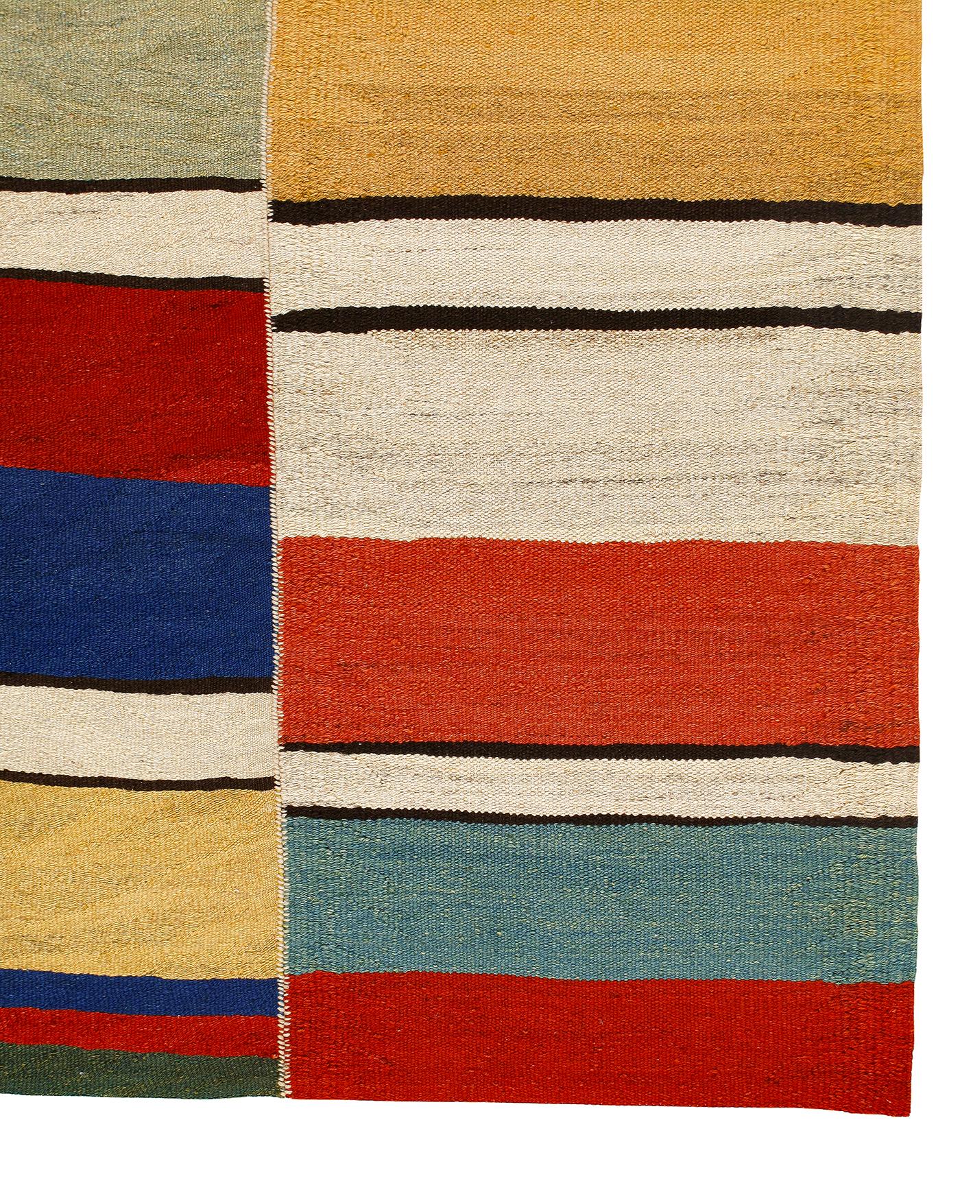Hand-Woven Colorful Handwoven Modern Mazandaran Rug  For Sale