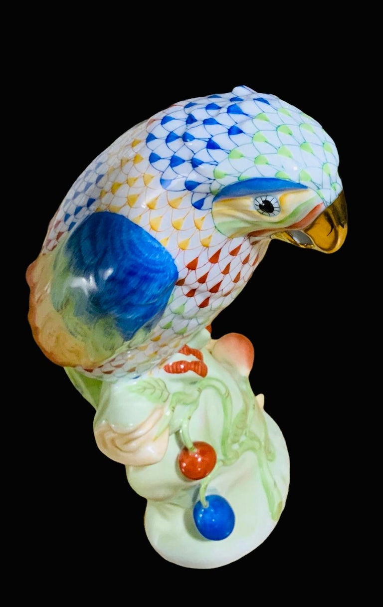 Colorful Herend Porcelain Parrot Figurine For Sale at 1stDibs