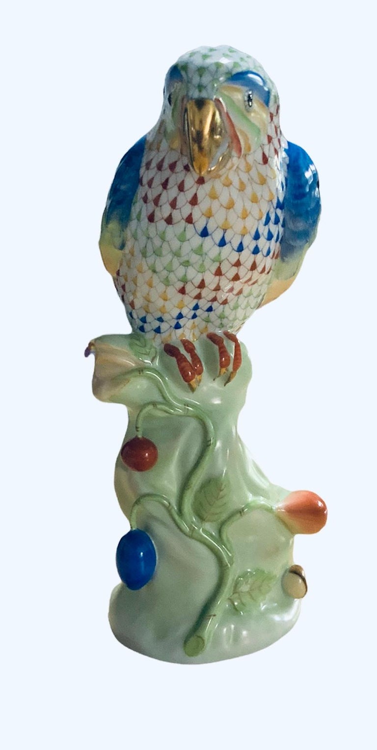 Colorful Herend Porcelain Parrot Figurine For Sale at 1stDibs