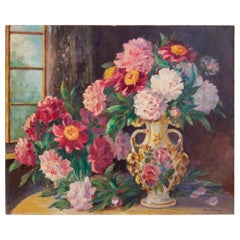 Colorful Impressionist Floral Still Life Painting, Early 20th Century