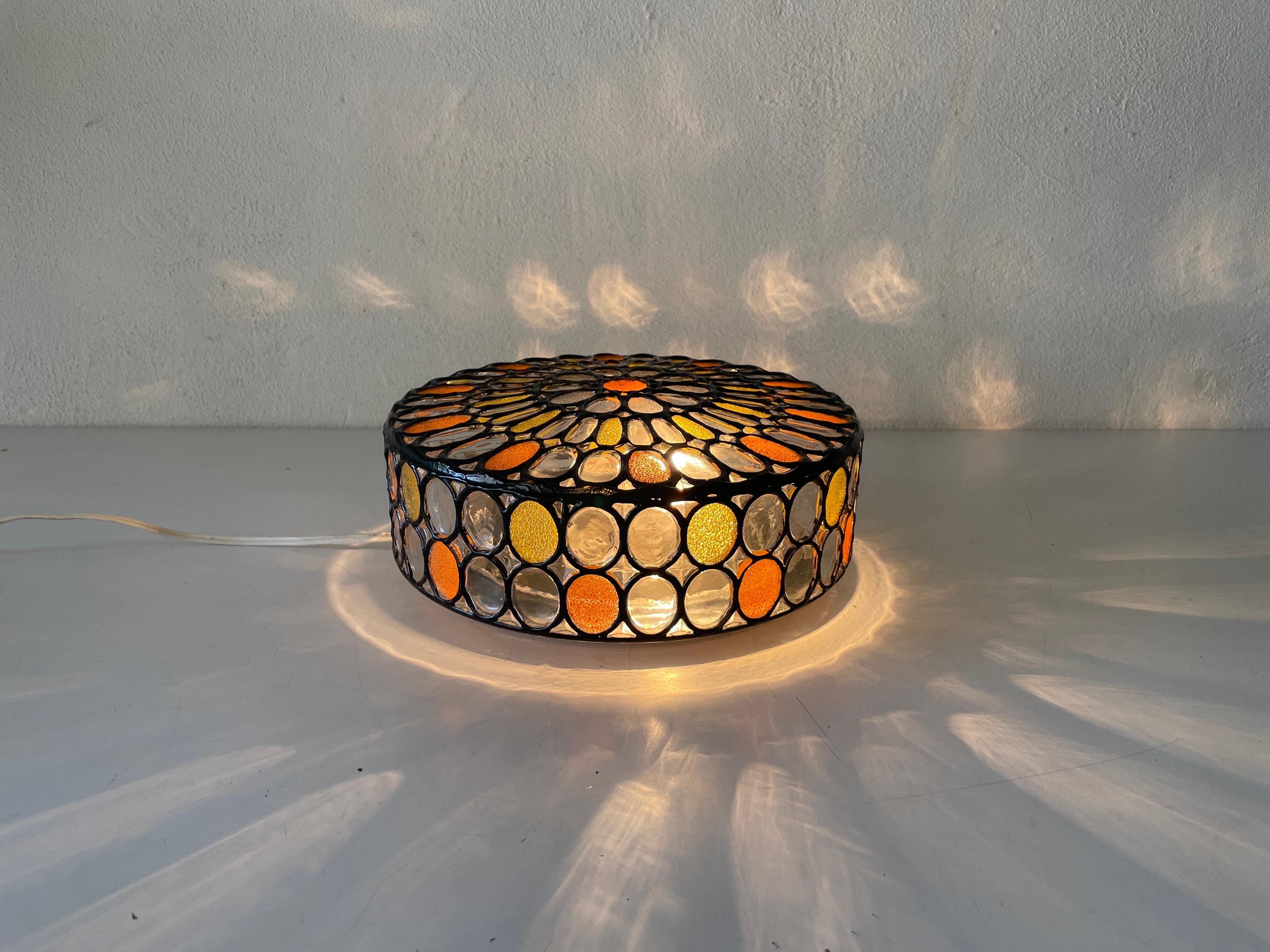 Colorful Iron Structured Glass Ceiling Lamp by Limburg, 1960s, Germany For Sale 5