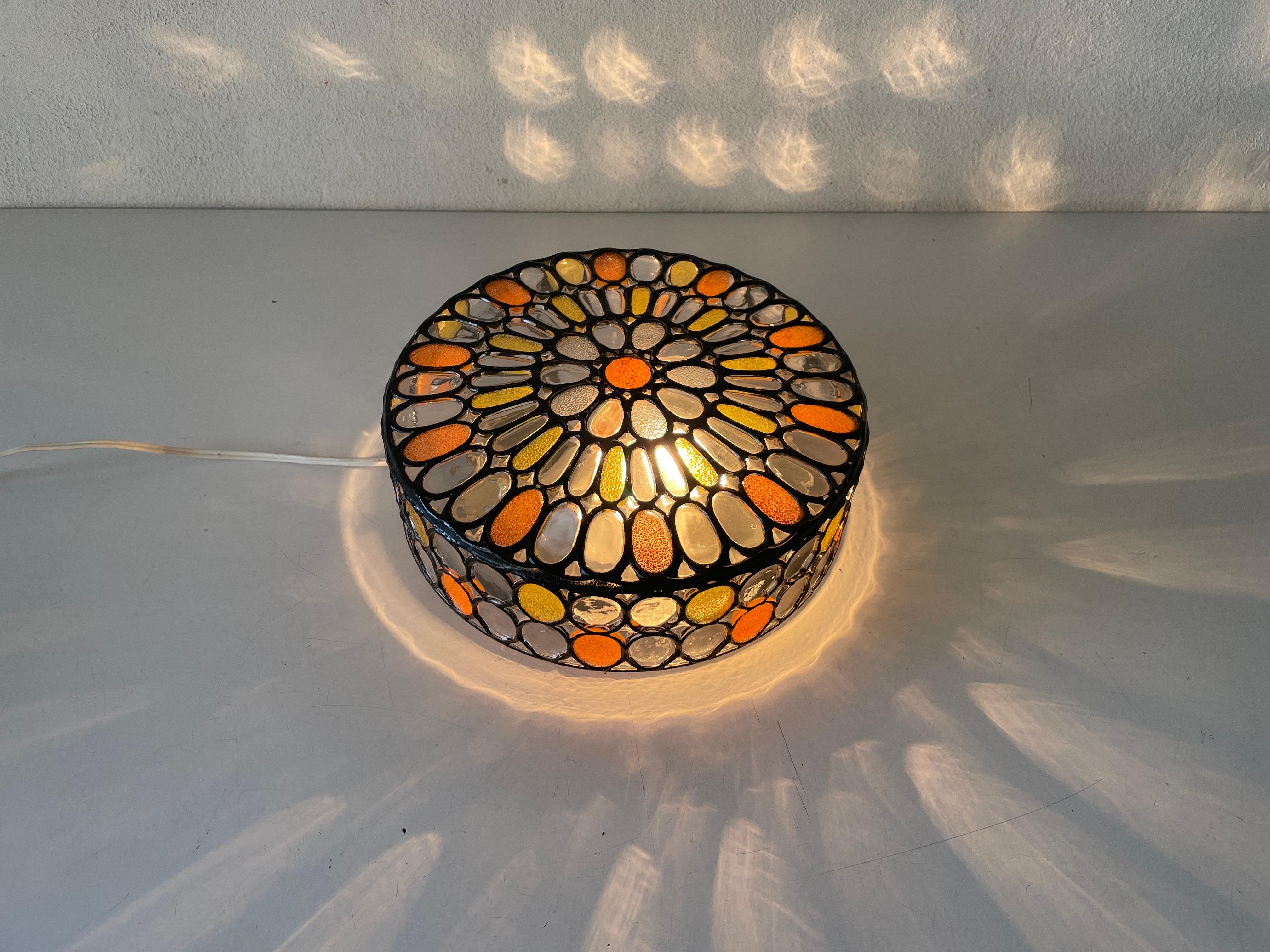 Colorful Iron Structured Glass Ceiling Lamp by Limburg, 1960s, Germany For Sale 2