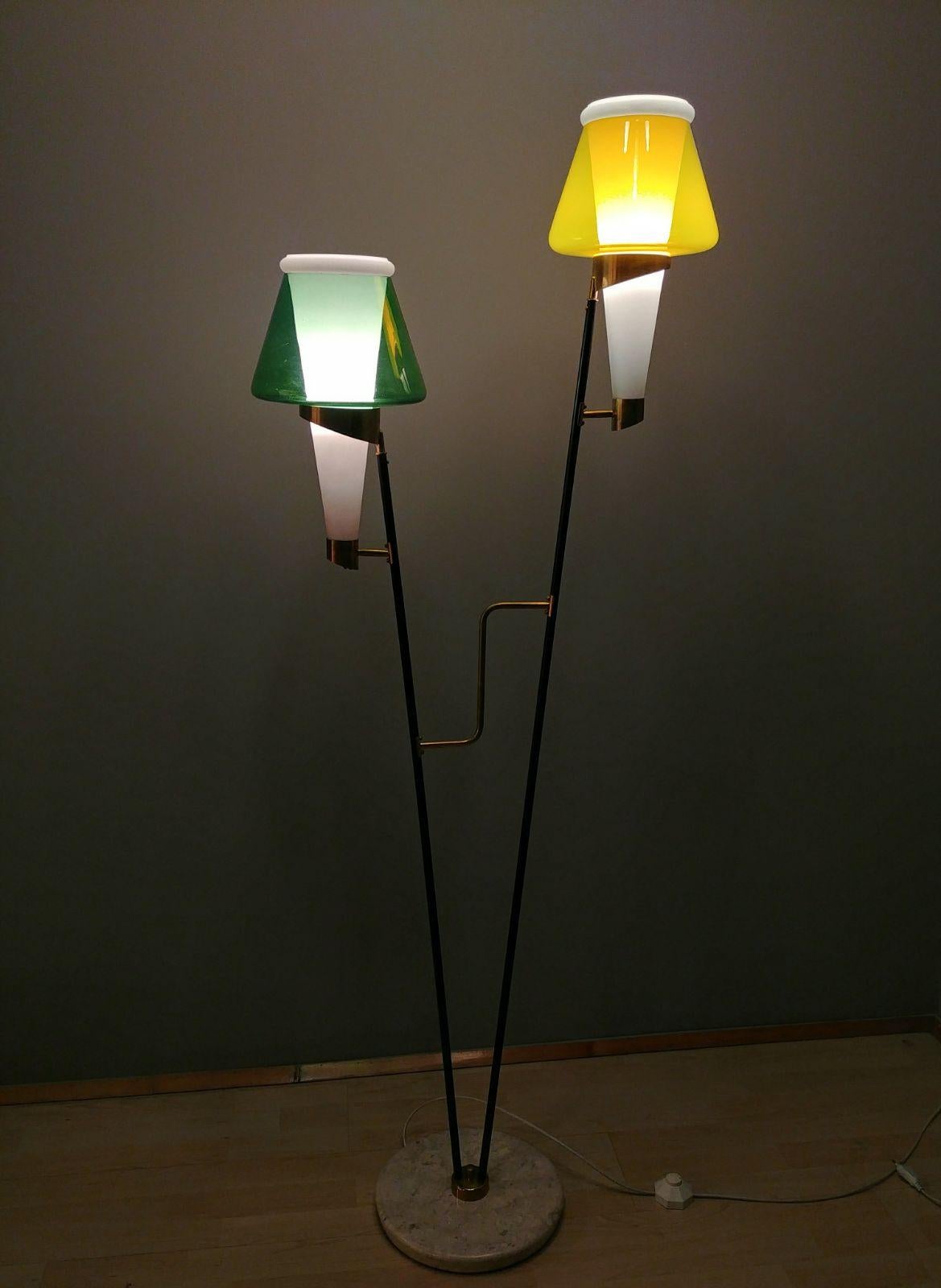 Mid-20th Century Colorful Italian Modern Floor Lamp with Marble Base, 1960s