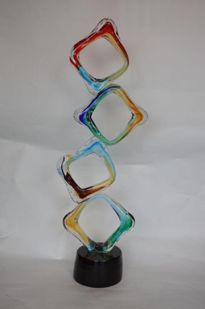 Colorful Italian Murano Tall Glass Sculptures For Sale 6