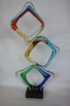 Colorful Italian Murano Tall Glass Sculptures