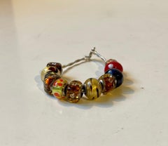 Colorful Italian Silver Pendant Bracelet with Murano Glass Beads