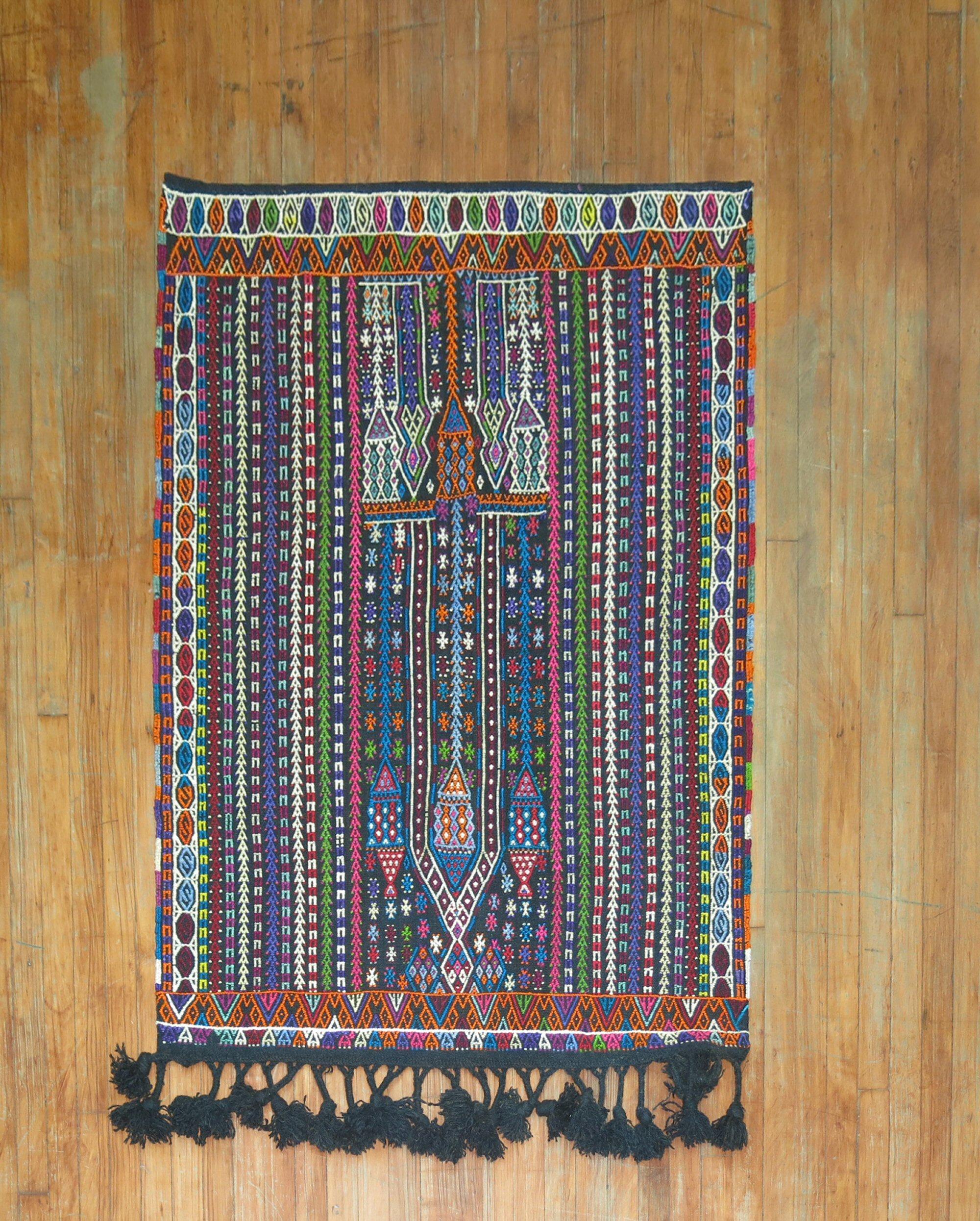 Colorful Jajim Flat-Weave, 20th Century In Good Condition For Sale In New York, NY