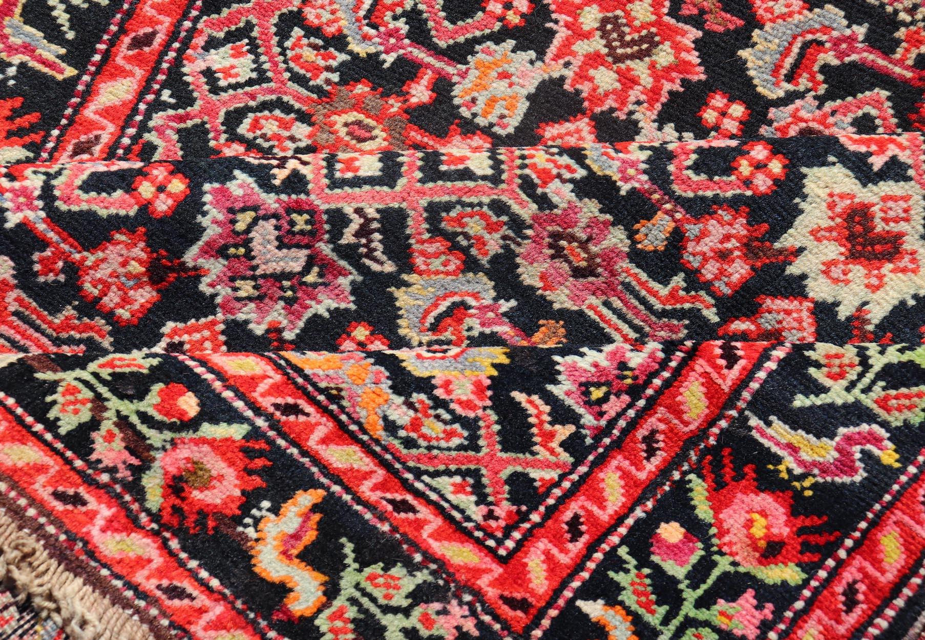 Colorful Jewel-Toned Antique Caucasian Karabagh Runner with All-Over Design For Sale 3