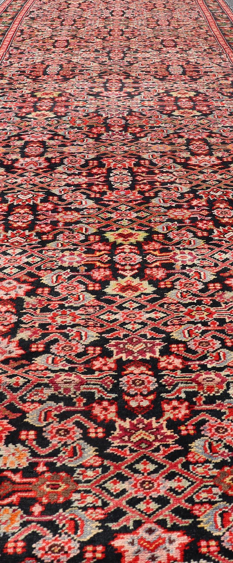 Colorful Jewel-Toned Antique Caucasian Karabagh Runner with All-Over Design For Sale 5