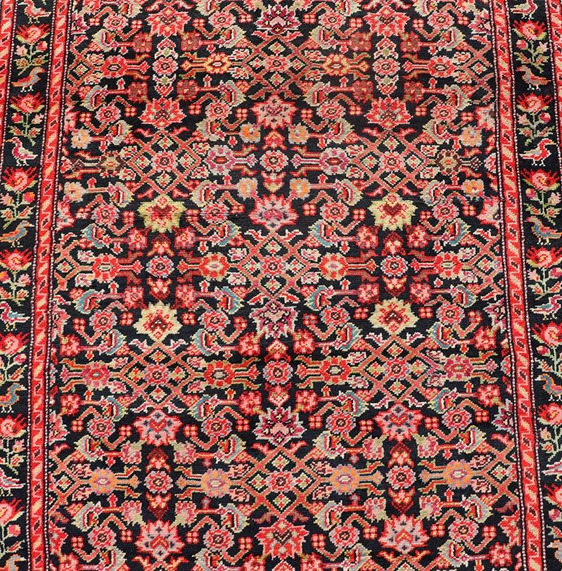 Colorful jewel-toned antique Caucasian Karabagh runner . Herati all over background. Keivan Woven Arts rug/W22-0201, country of origin / type: Caucasus / Karabagh, circa 1900.

Measures: 3'8 x 16'2.

The field design of this antique Karabagh