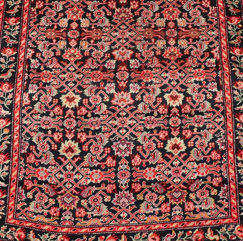 Hand-Knotted Colorful Jewel-Toned Antique Caucasian Karabagh Runner with All-Over Design For Sale