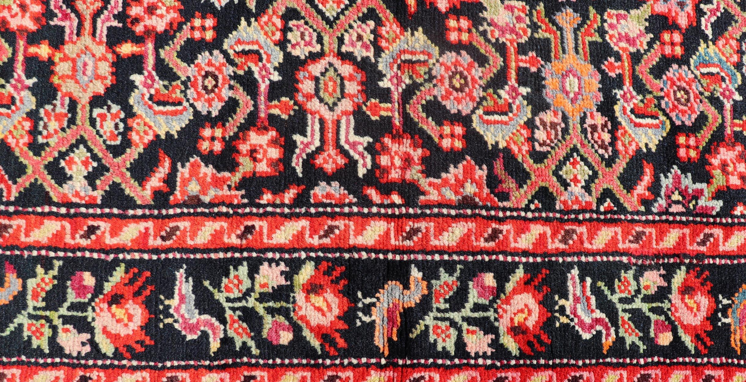 Colorful Jewel-Toned Antique Caucasian Karabagh Runner with All-Over Design In Excellent Condition For Sale In Atlanta, GA