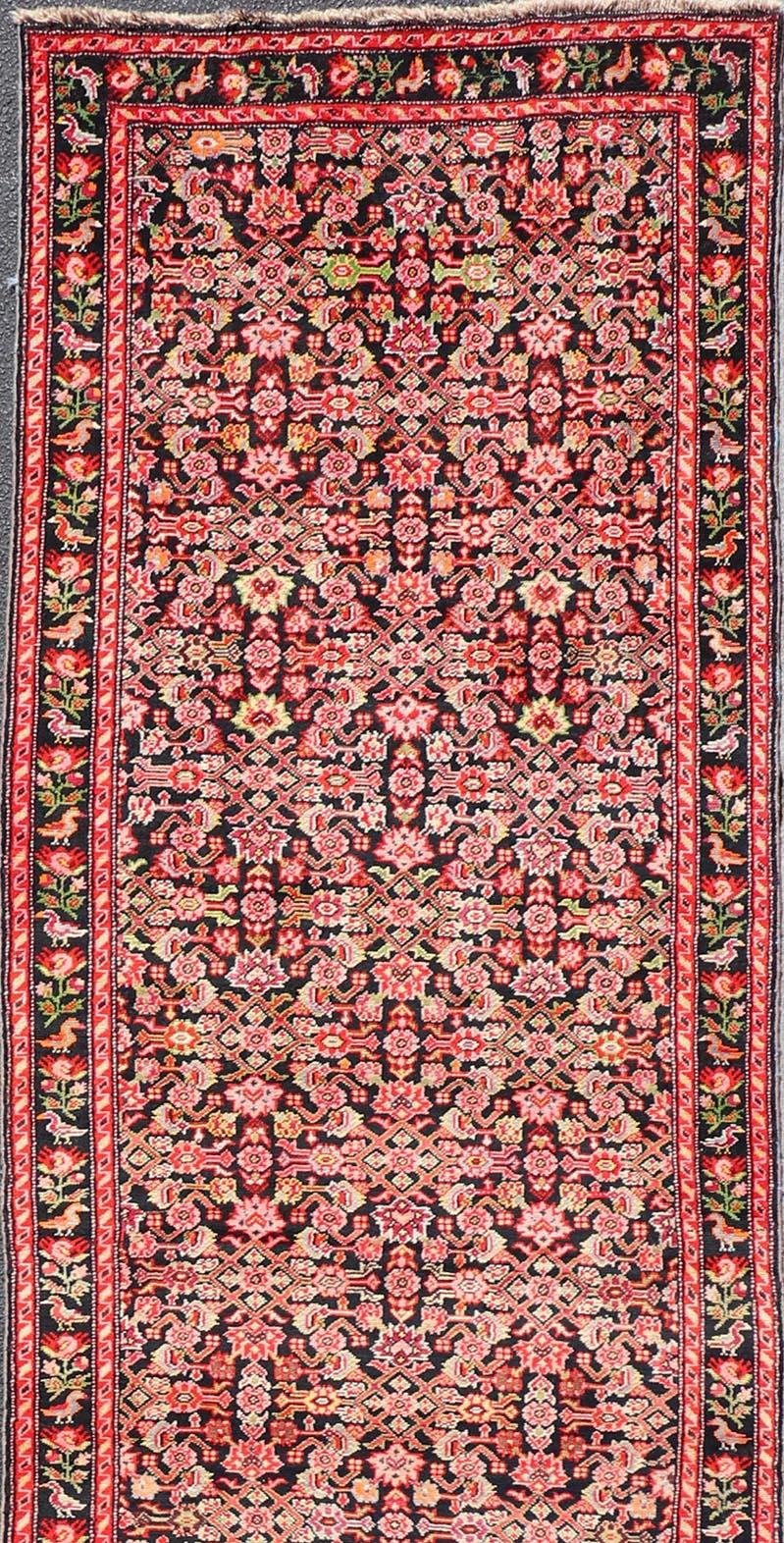 20th Century Colorful Jewel-Toned Antique Caucasian Karabagh Runner with All-Over Design For Sale